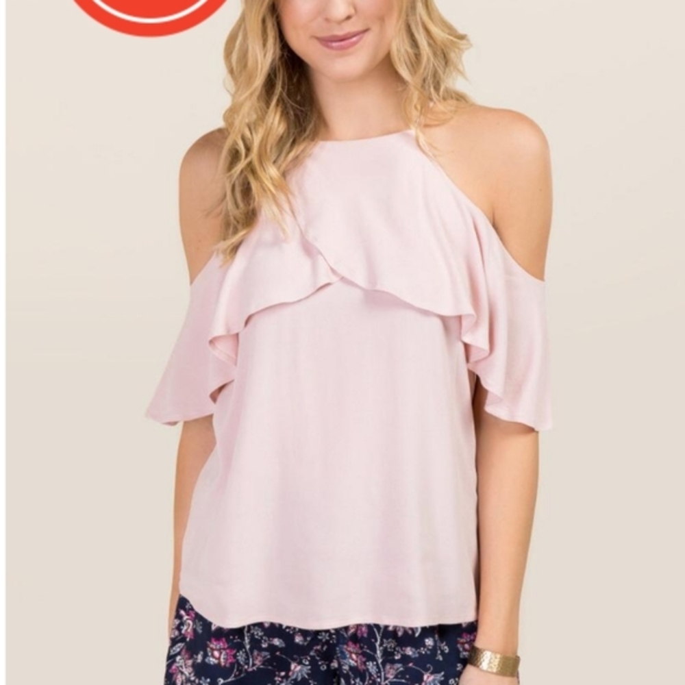 Francesca's Ruffle Pink Top